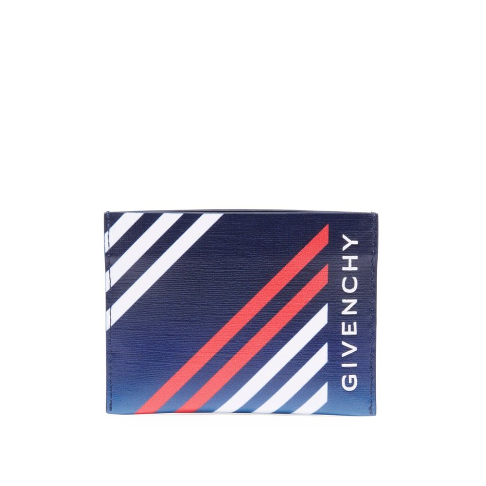 Givenchy Canvas 'Lines' Print Logo Card Case, NEW